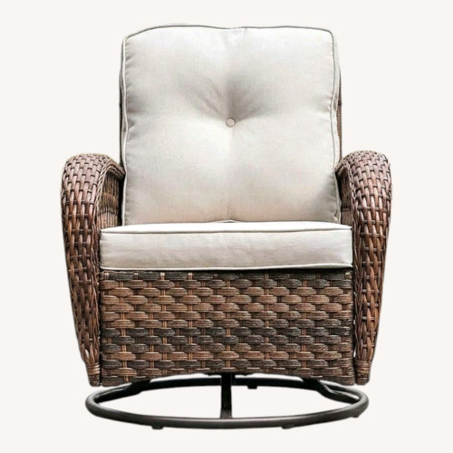 Used Wayfair Swivel Wicker Outdoor Chairs Set of 2 and table for sale on AptDeco