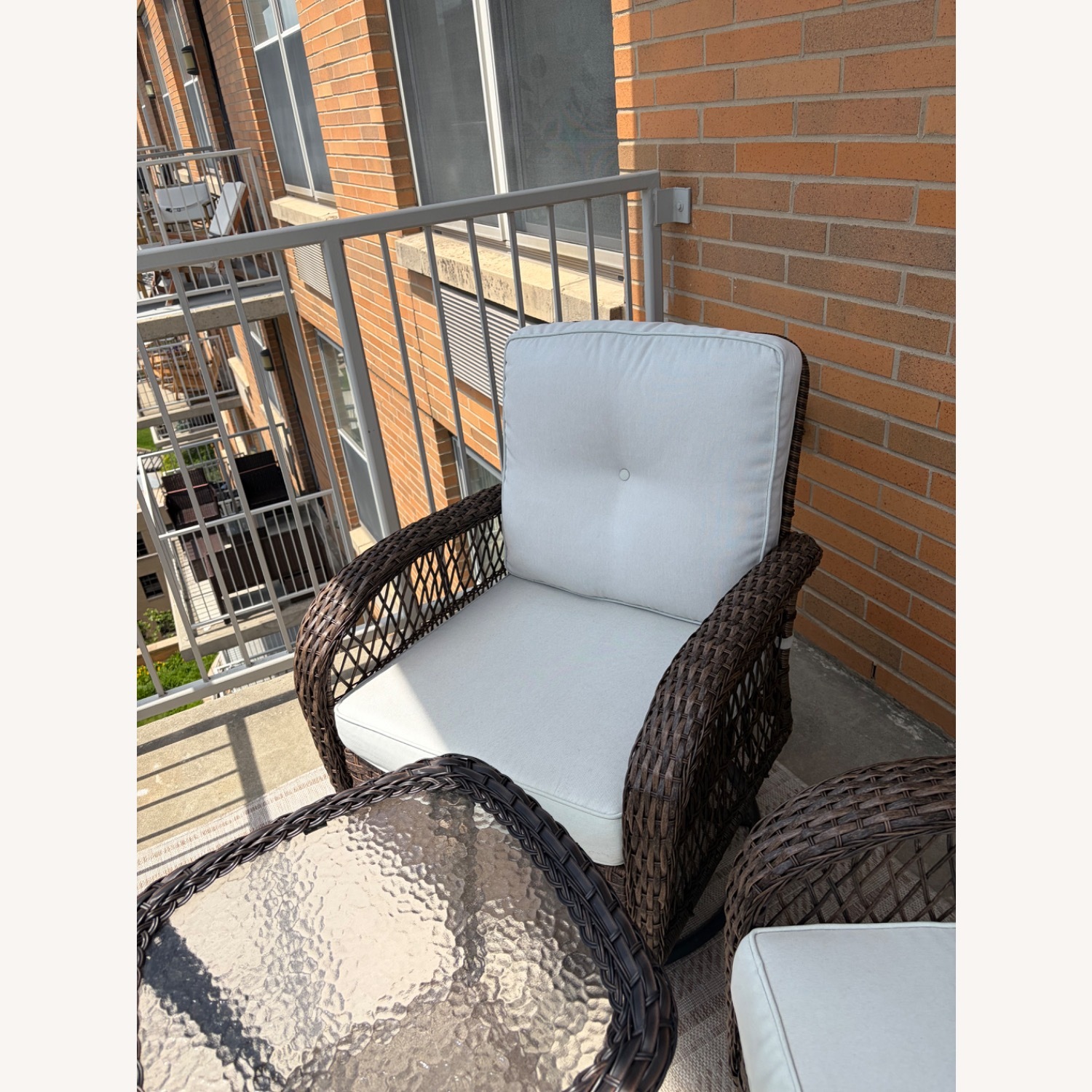 Wayfair Swivel Wicker Outdoor Chairs Set of 2 and table - image-3