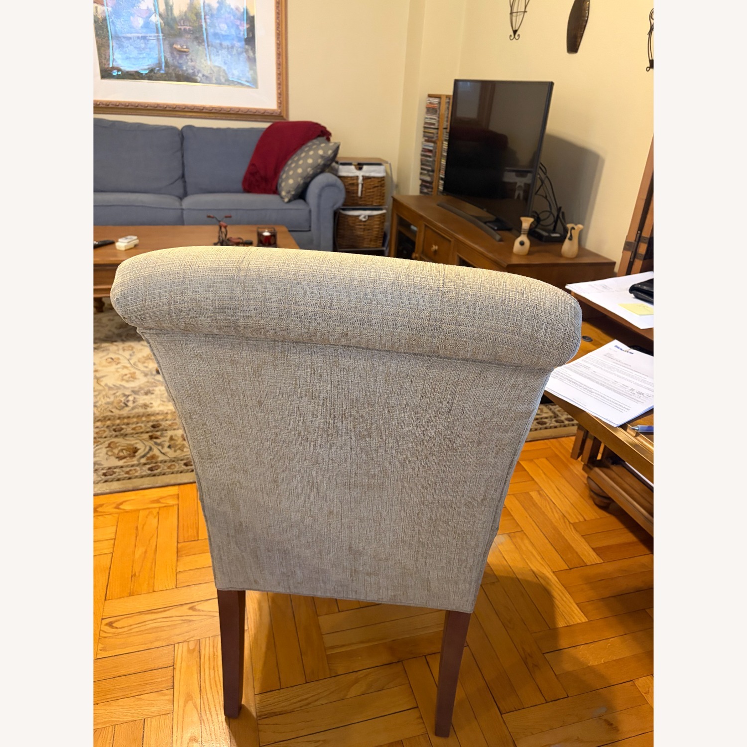 Ethan Allen Verlaine Gold Fabric Accent Chair - image-3
