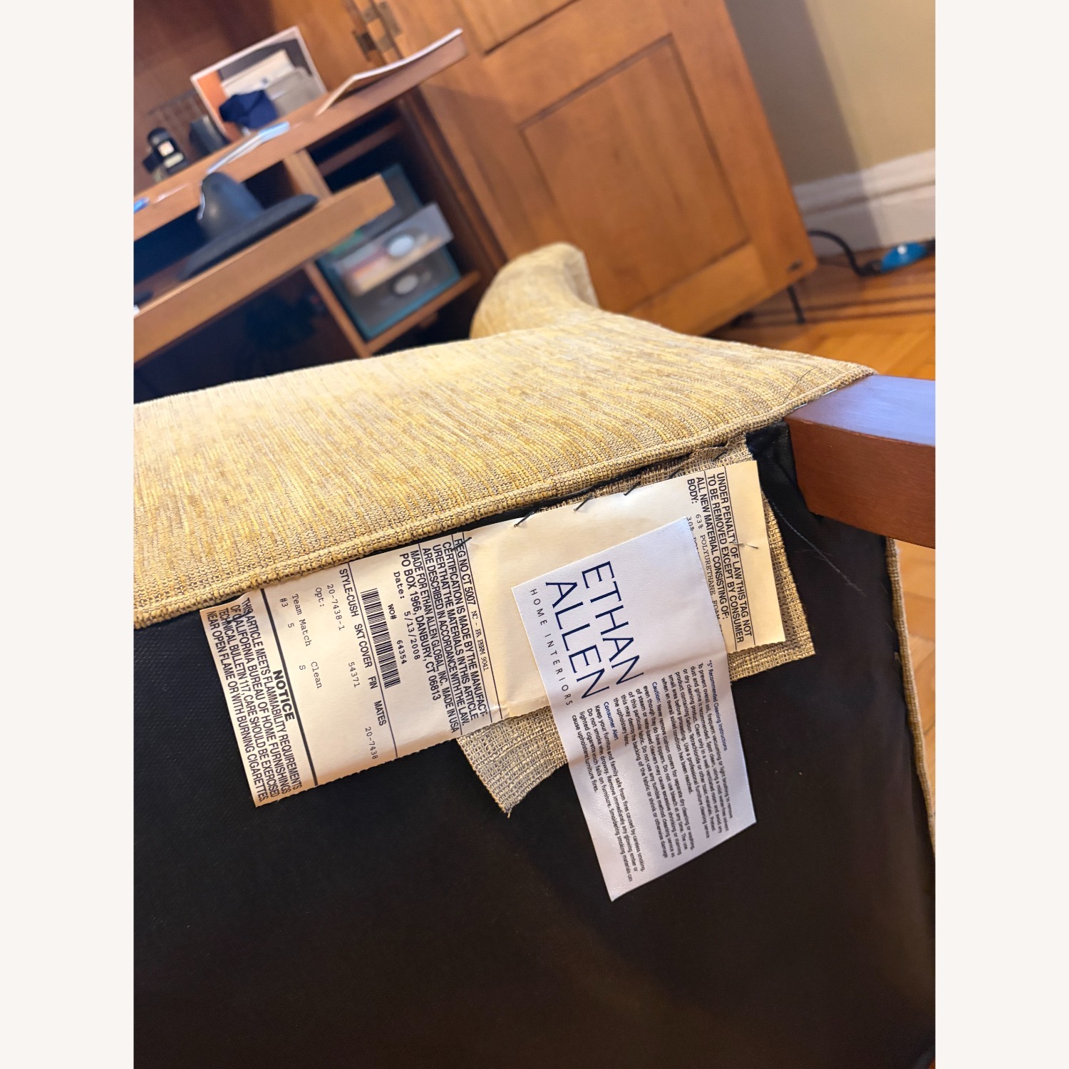 Ethan Allen Verlaine Gold Fabric Accent Chair - image-5