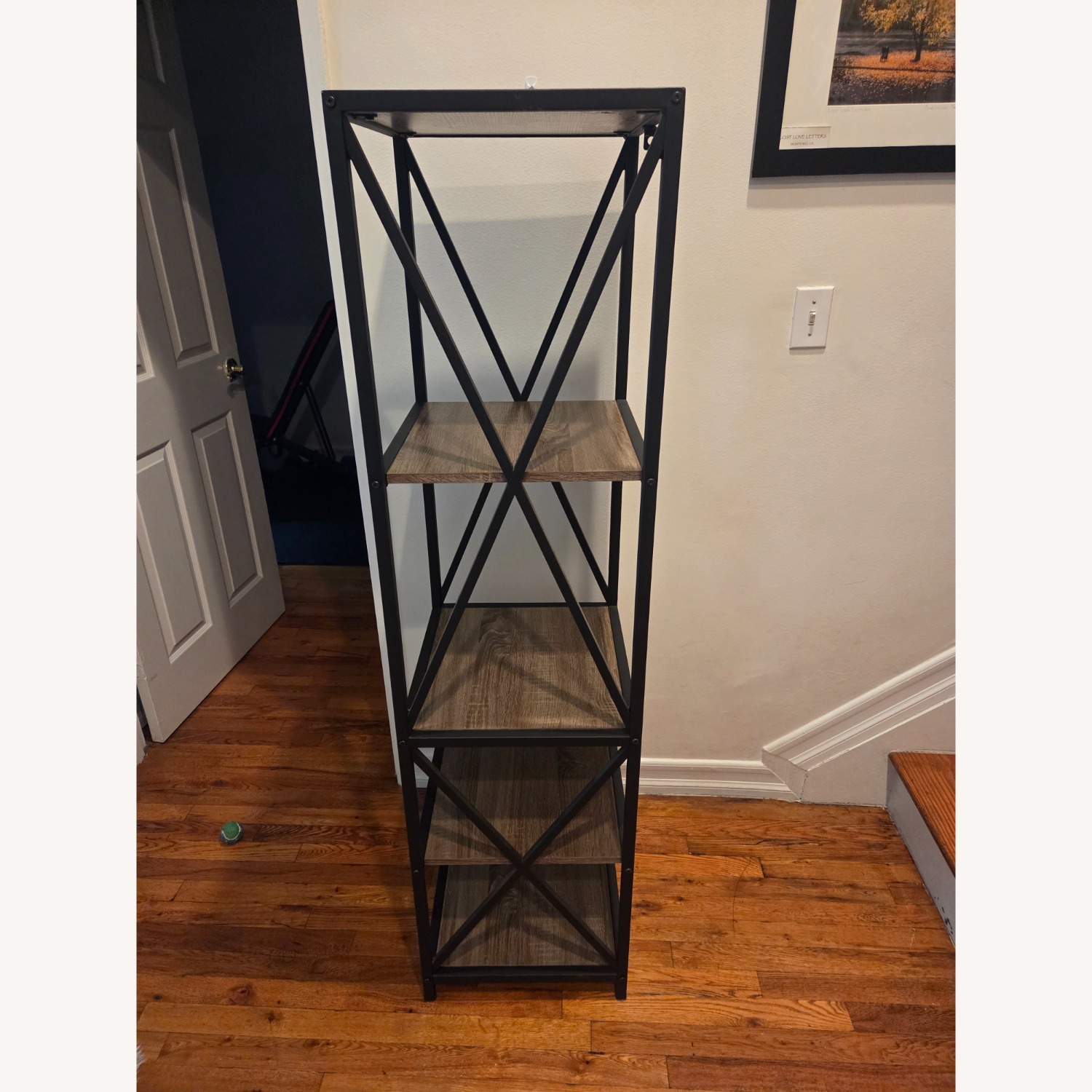 Dark Brown Metal Bookcase - image-3