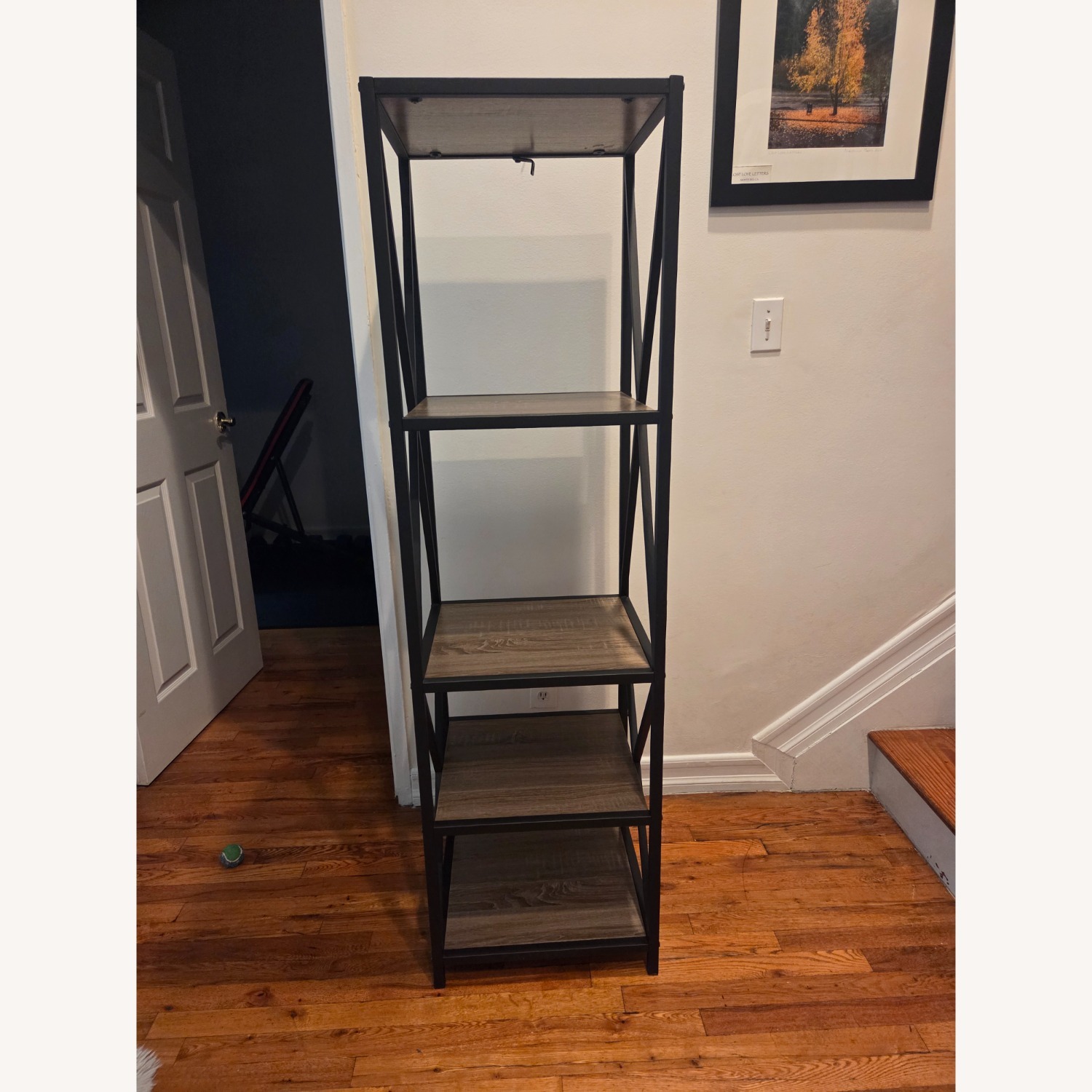 Dark Brown Metal Bookcase - image-1