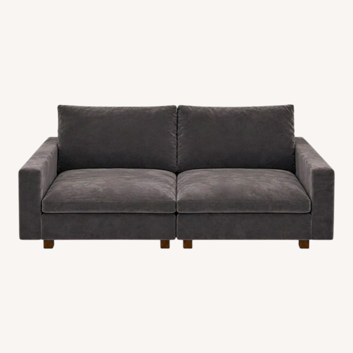 West Elm Harmony Dark Gray Velvet 2 Seater Sofa - image-0