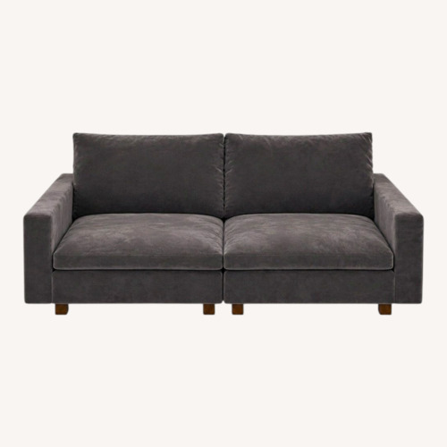 Used West Elm Harmony Dark Gray Velvet 2 Seater Sofa for sale on AptDeco