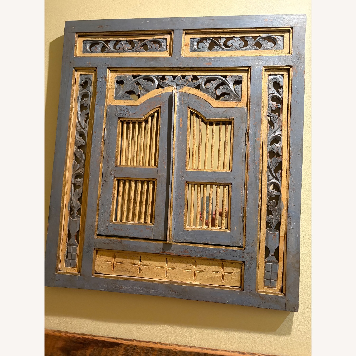 Vintage/Antique Blue Wood Wall Mirror - image-3