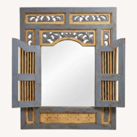Vintage/Antique Blue Wood Wall Mirror