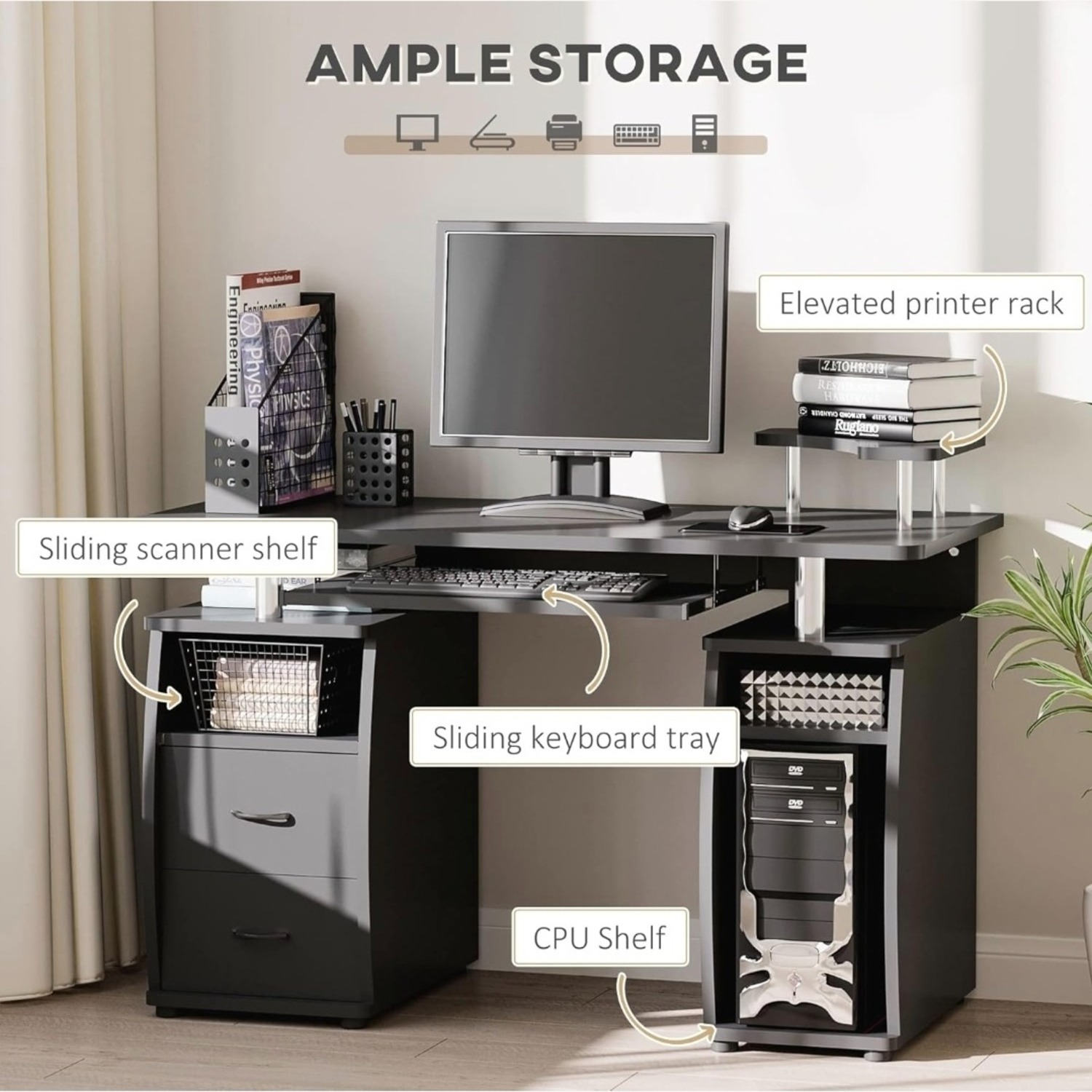 Amazon Black Wood Desk - image-5