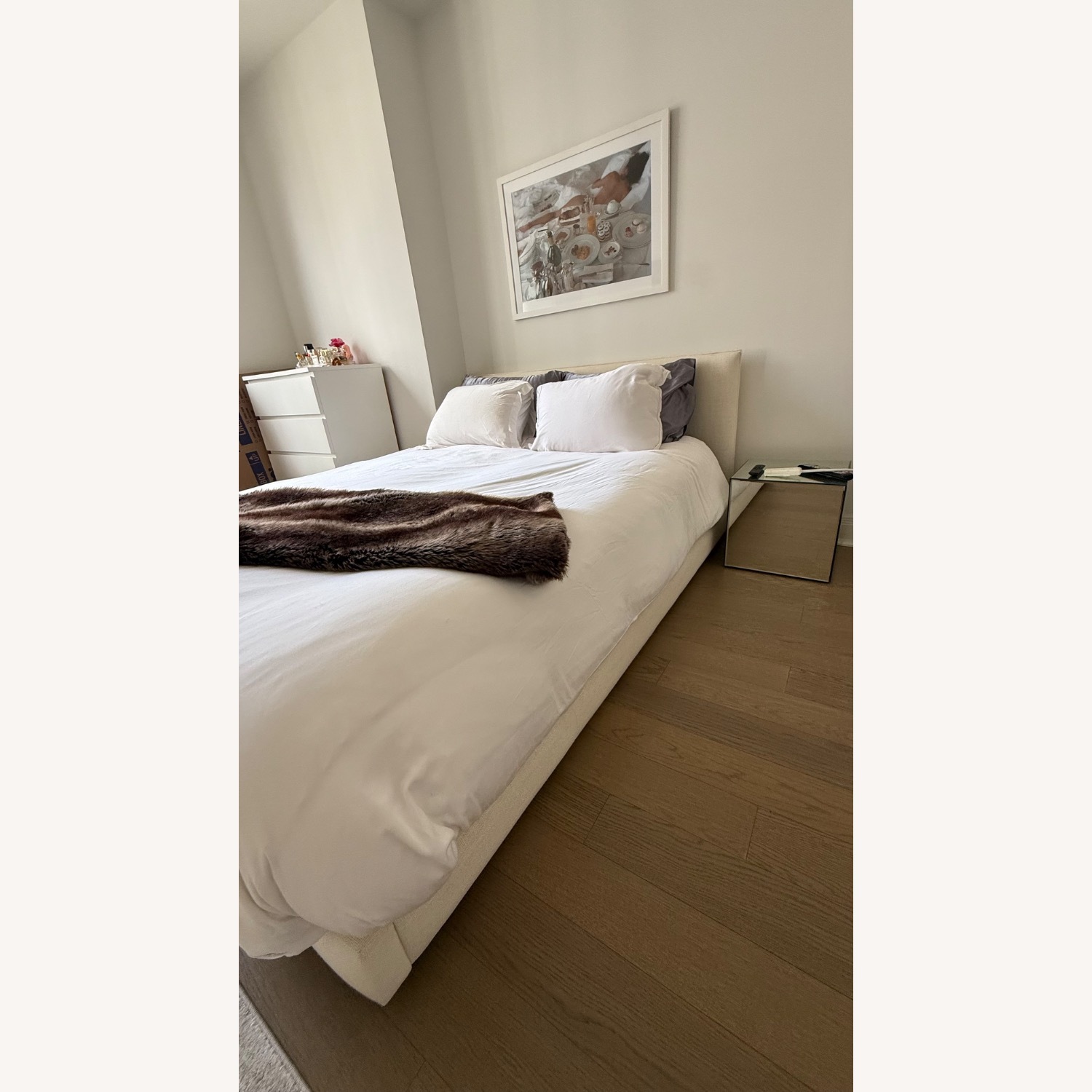 CB2 Natural Fabric Queen Bed - image-4