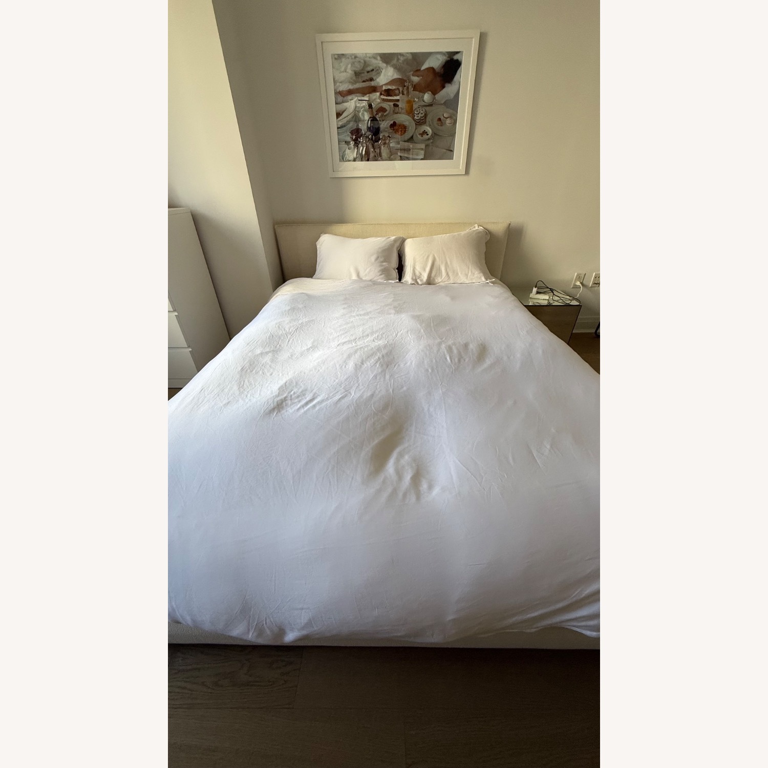 CB2 Natural Fabric Queen Bed - image-9