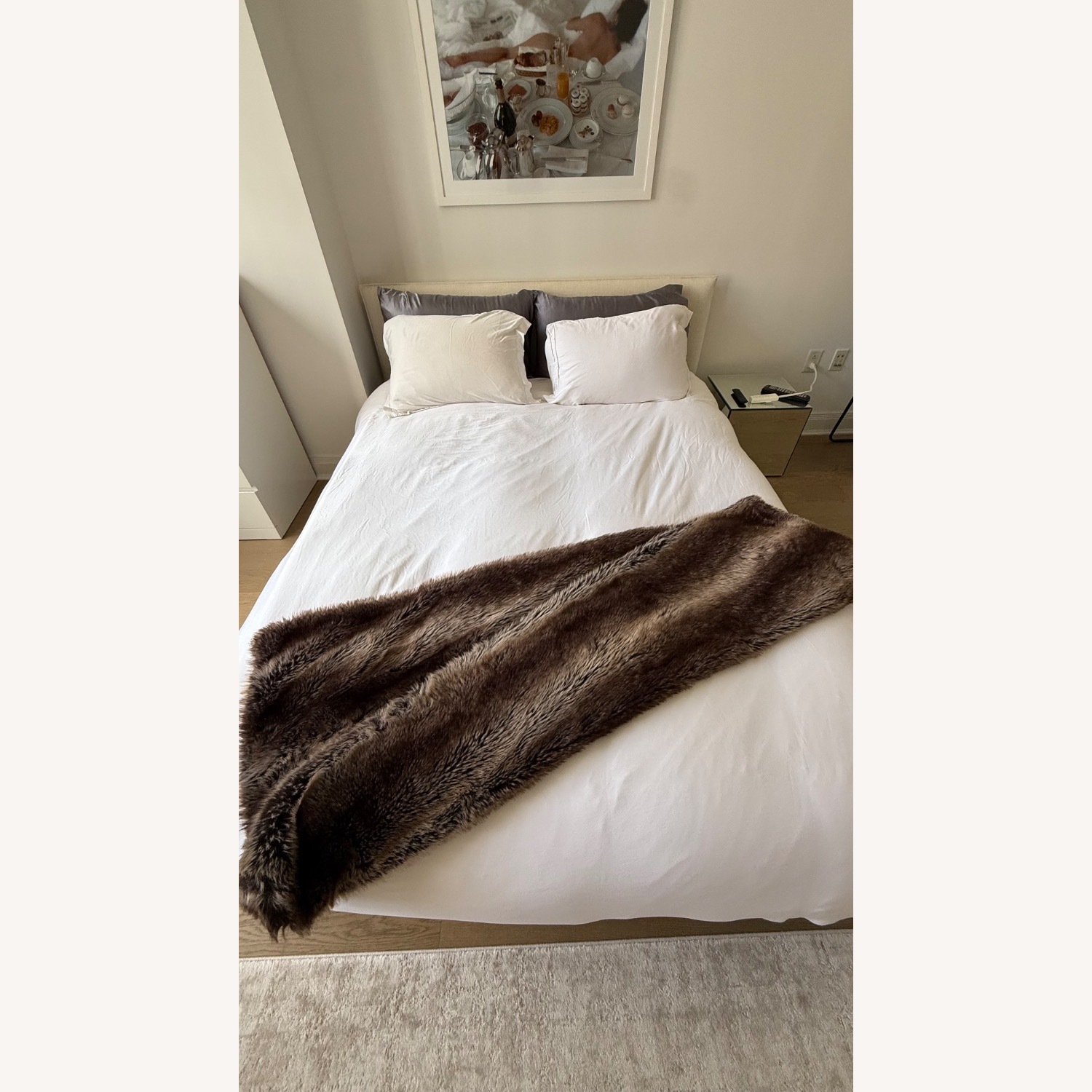CB2 Natural Fabric Queen Bed - image-5