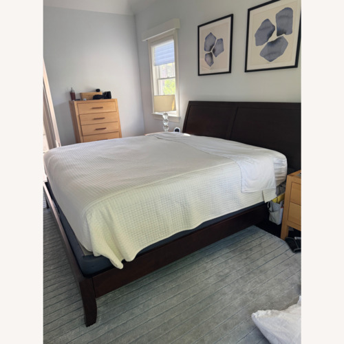 Used Crate & Barrel Dawson Dark Brown Wood King Bed for sale on AptDeco