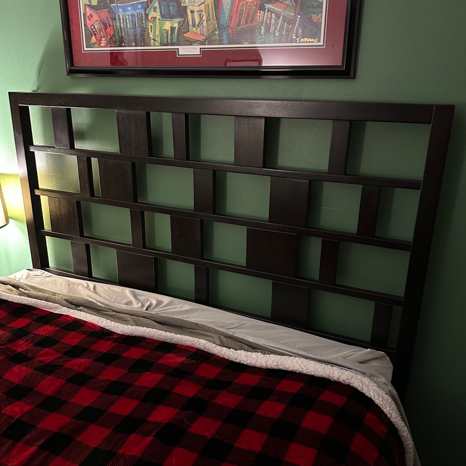 West Elm Dark Brown Wood Headboard - image-1