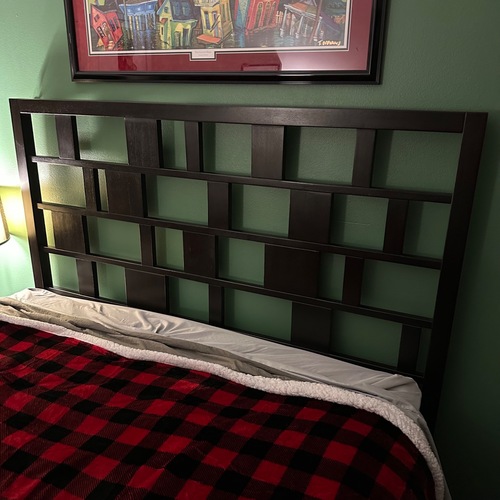 Used West Elm Dark Brown Wood Headboard for sale on AptDeco