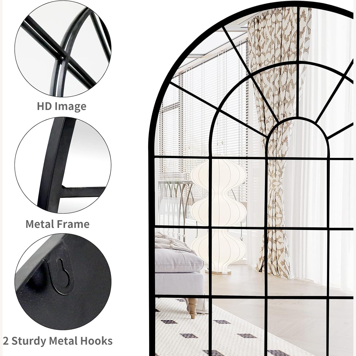 Amazon Deanurs Arched Black Windowpane Mirror - image-2