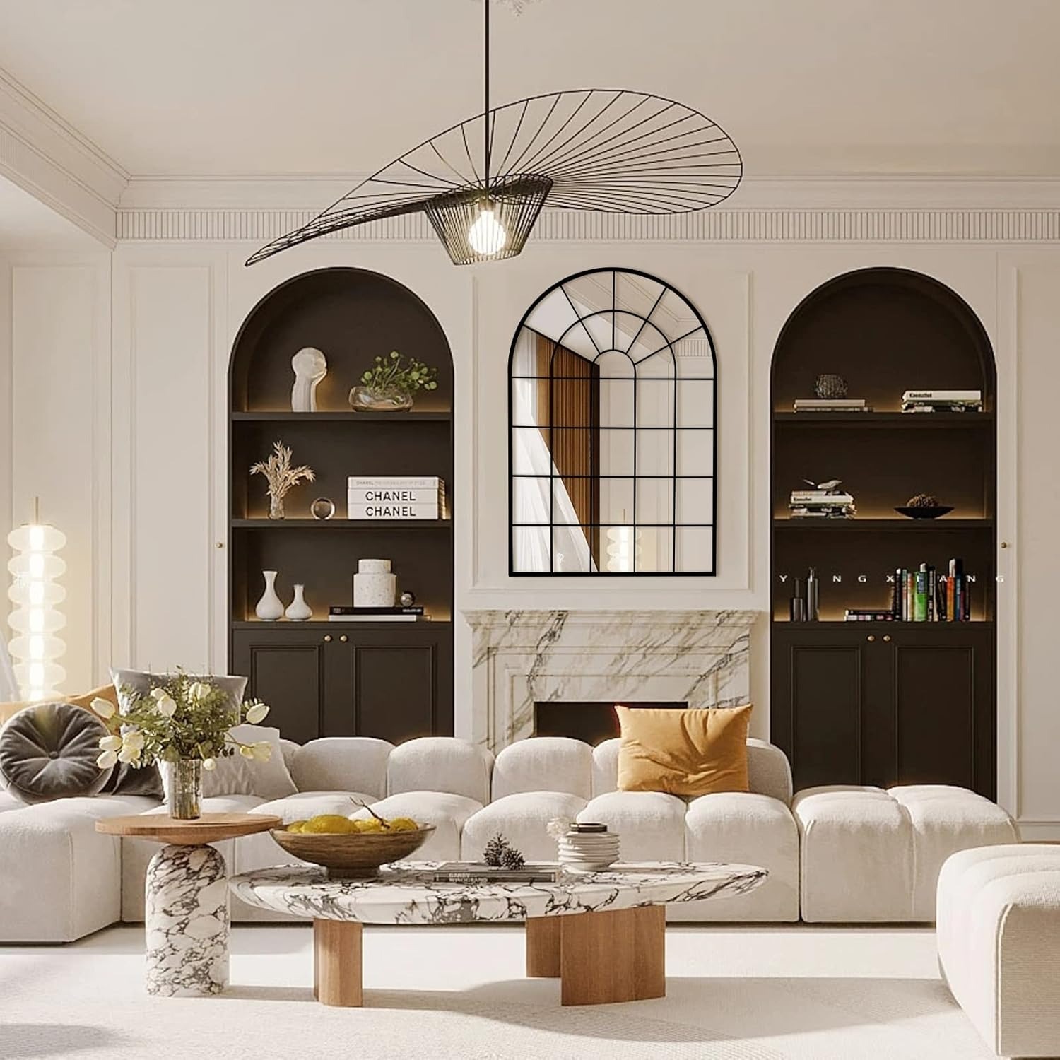 Amazon Deanurs Arched Black Windowpane Mirror - image-6