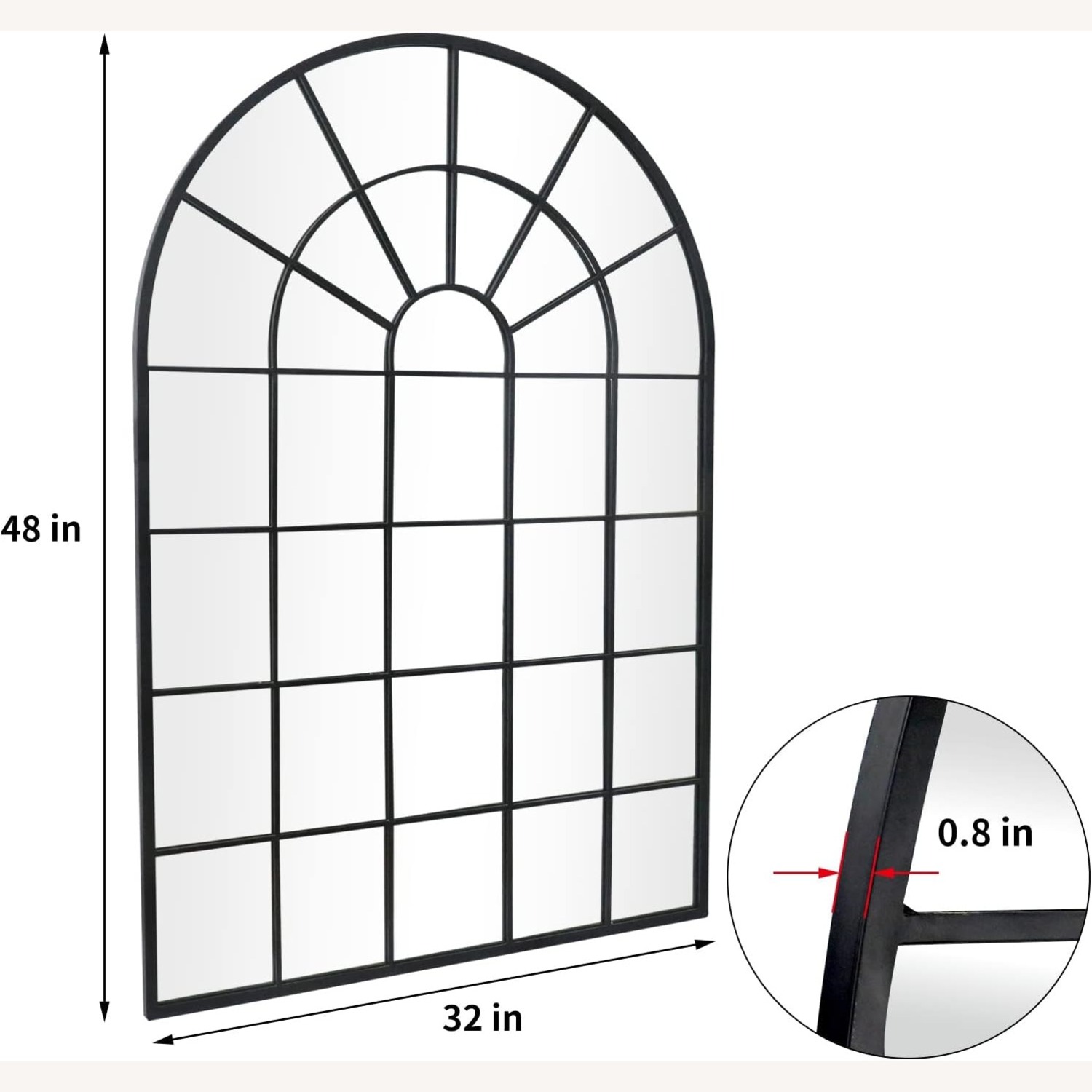 Amazon Deanurs Arched Black Windowpane Mirror - image-5