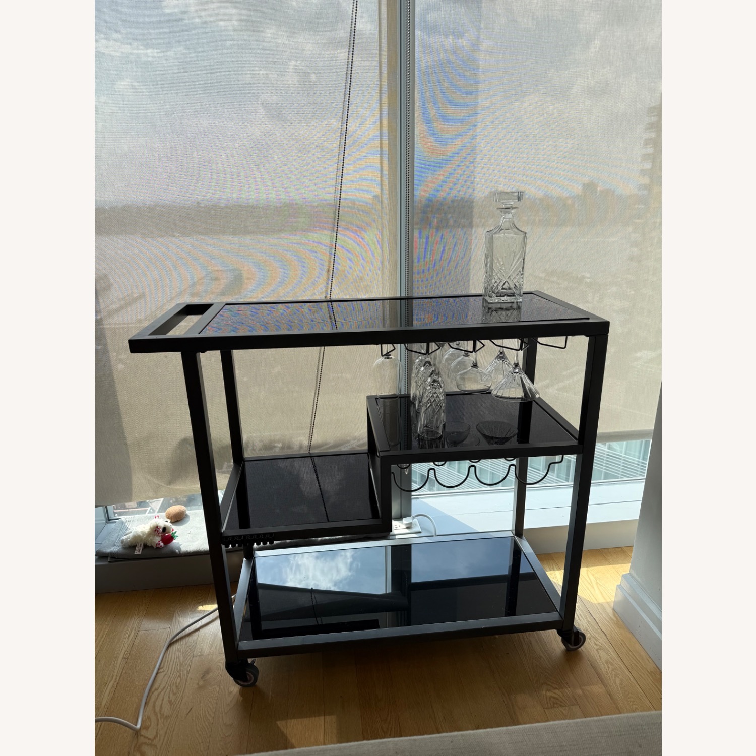 Black Glass Bar Cart - image-4