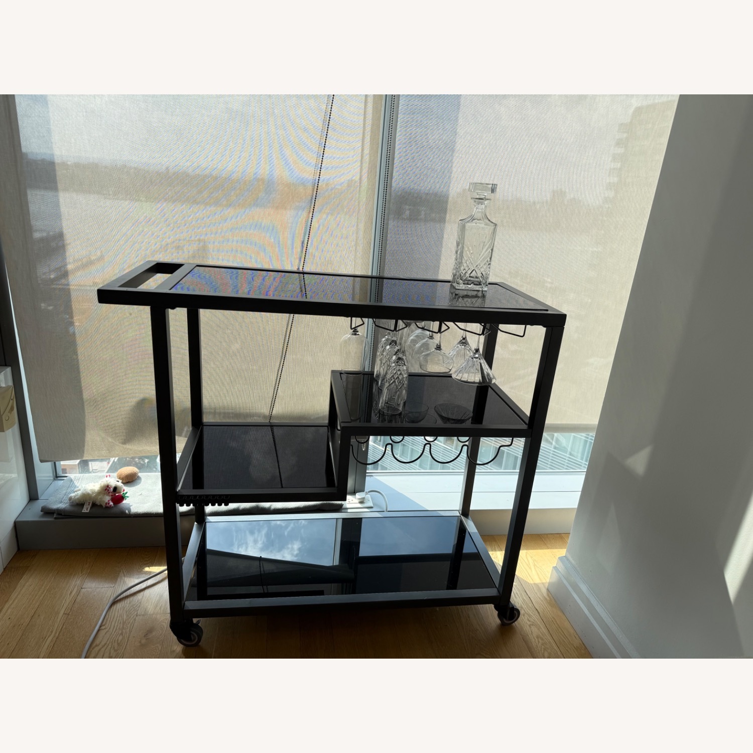 Black Glass Bar Cart - image-1