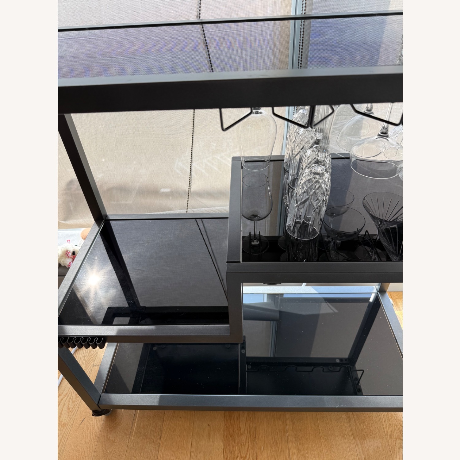 Black Glass Bar Cart - image-2