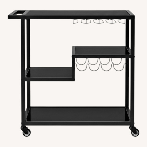 Used Black Glass Bar Cart for sale on AptDeco