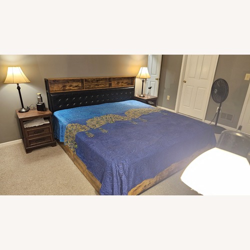 Used Vintage/Antique Dark Brown Wood King Bed for sale on AptDeco