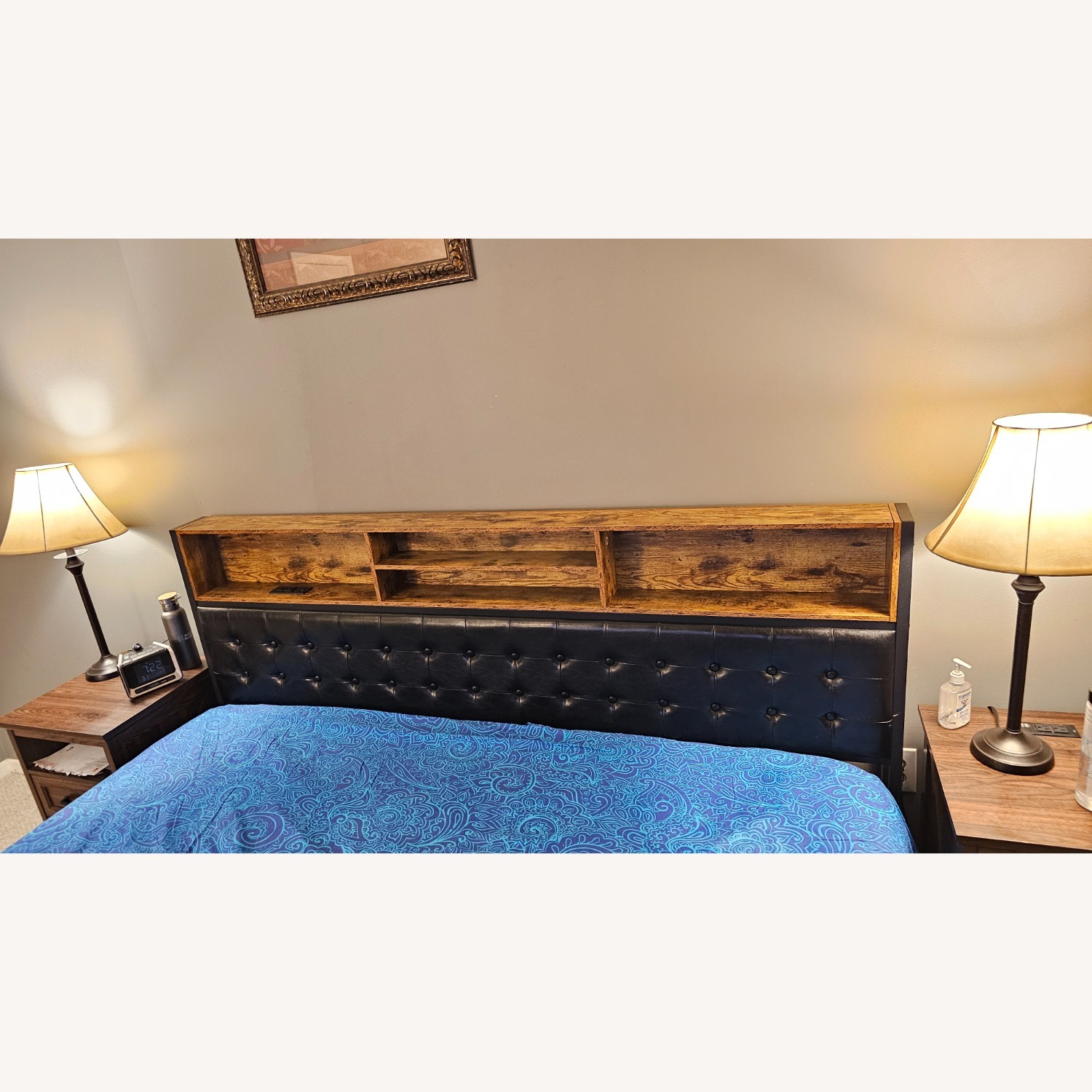 Vintage/Antique Dark Brown Wood King Bed - image-4