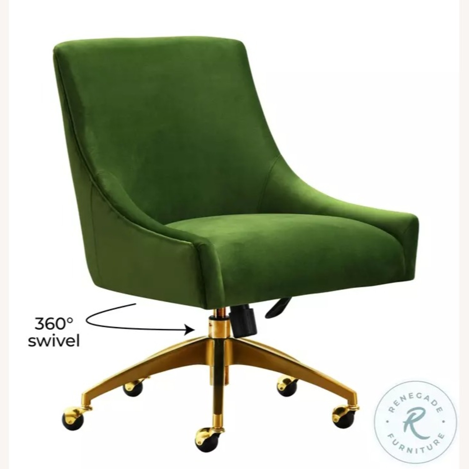 TOV Furniture Beatrix Green Velvet Office Chair - image-3