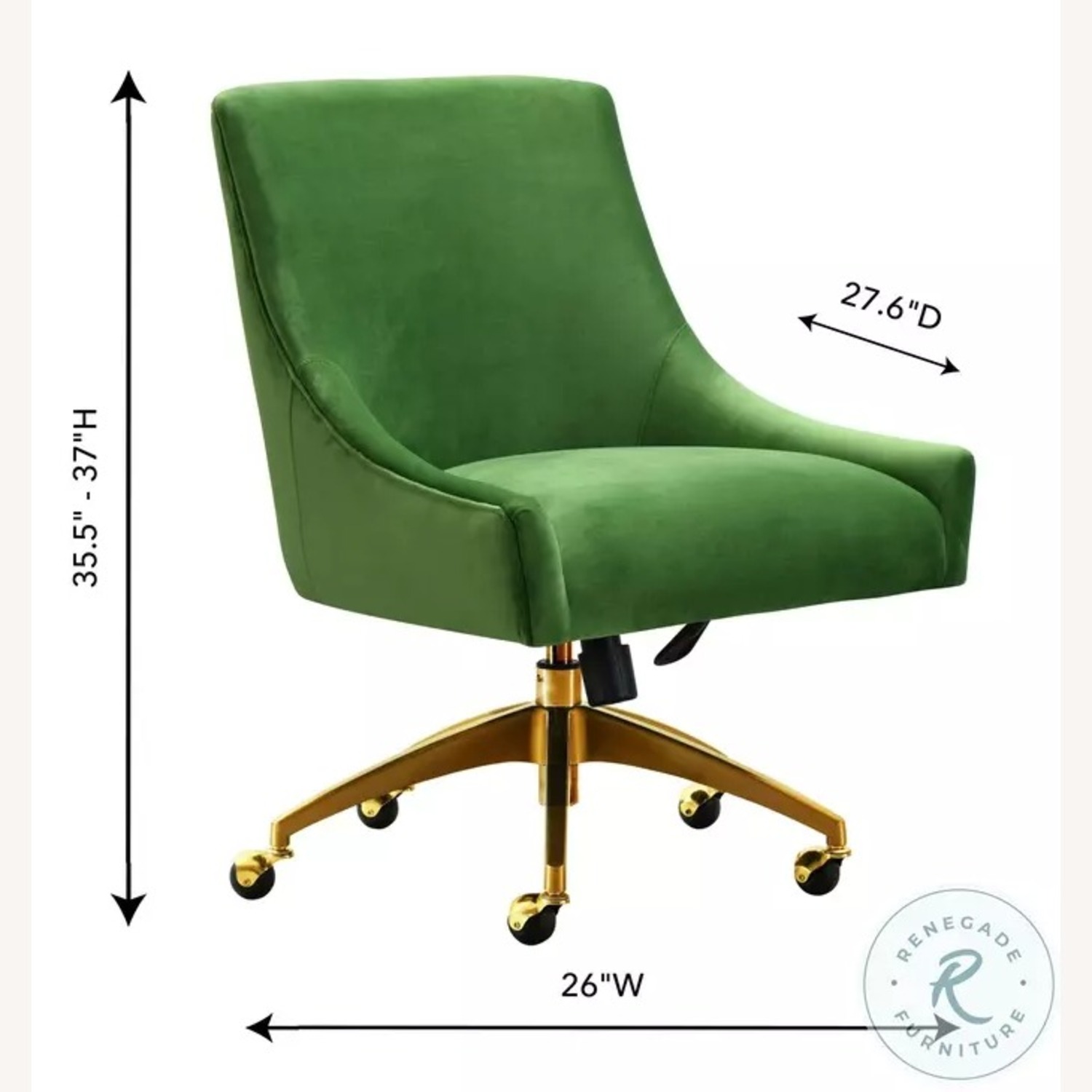 TOV Furniture Beatrix Green Velvet Office Chair - image-2