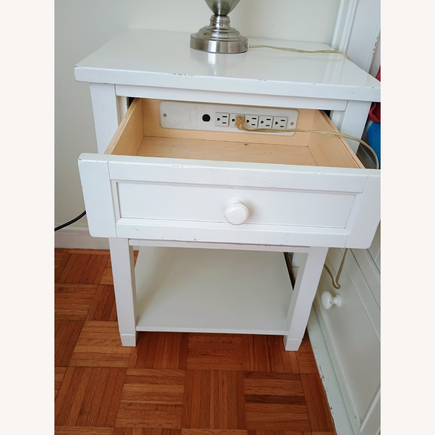 Pottery Barn Teen White Side smart Table - image-1