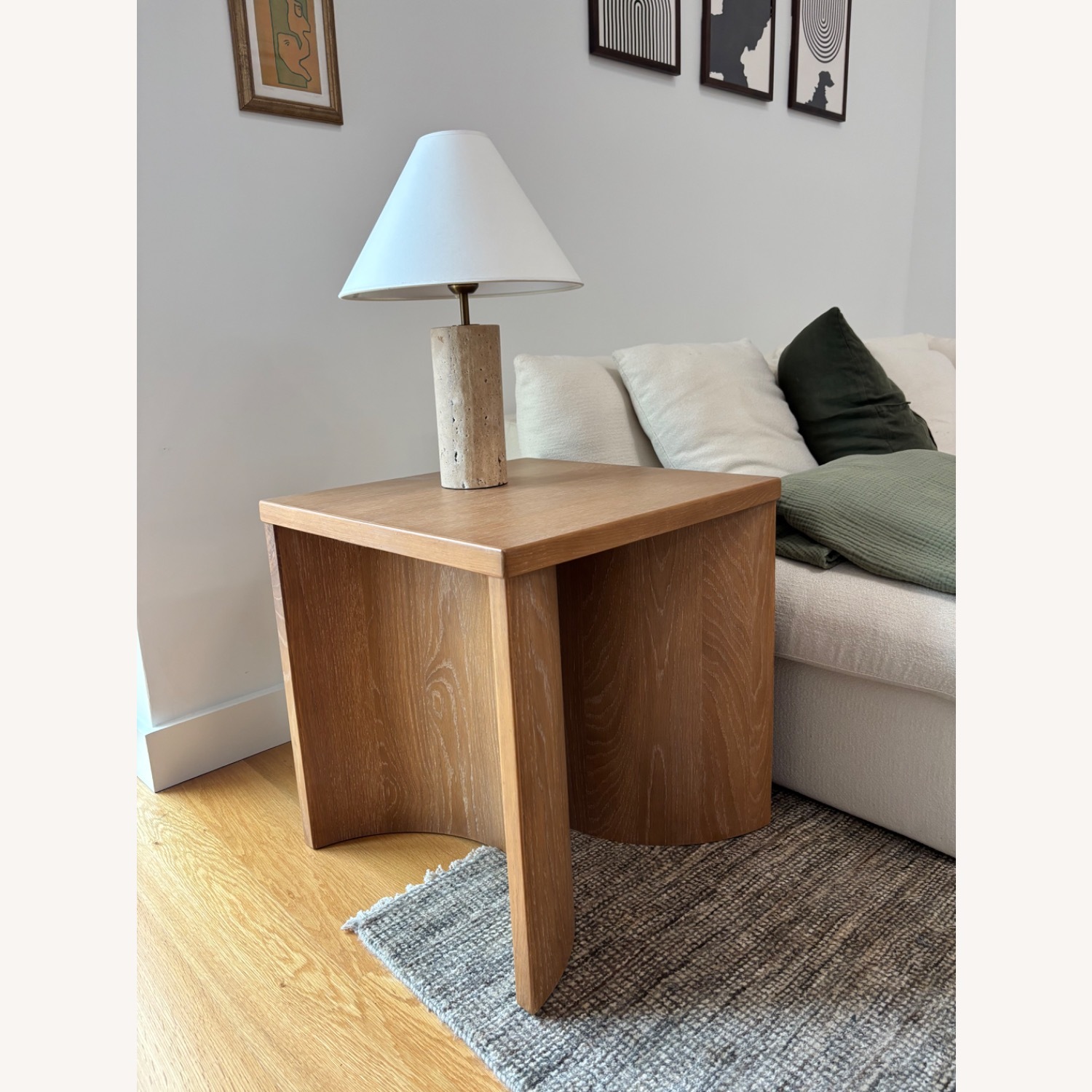 Crate & Barrel Virage Light Brown Wood Side Table - image-3
