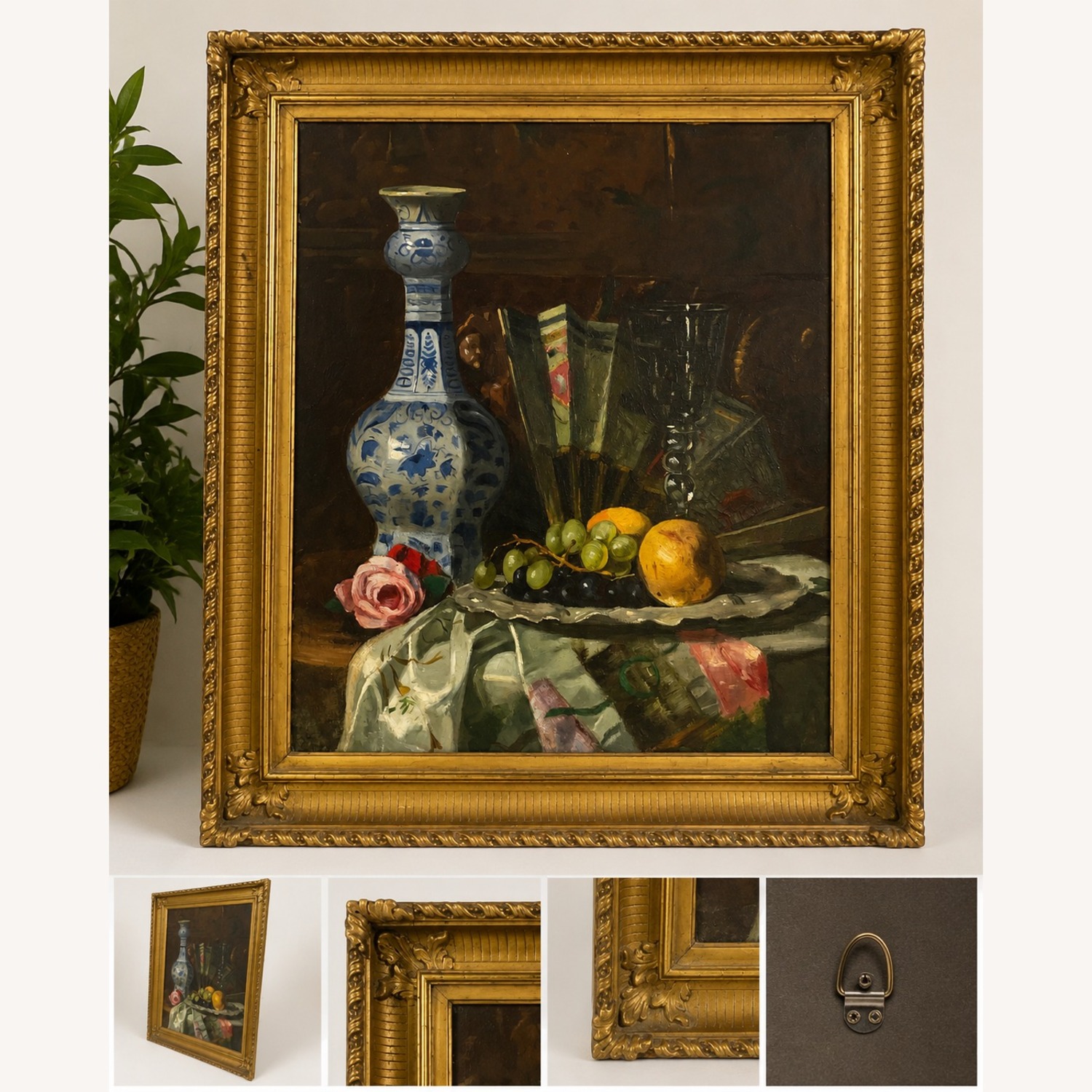 Large Vintage Framed Still Life Painting - image-1