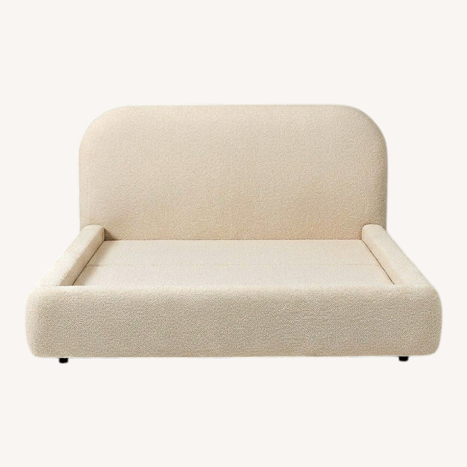 West Elm Beige Linen Sleigh Bed - image-0