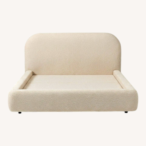 Used West Elm Beige Linen Sleigh Bed for sale on AptDeco