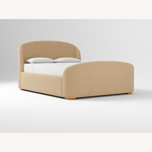 Used West Elm Beige Linen Sleigh Bed for sale on AptDeco