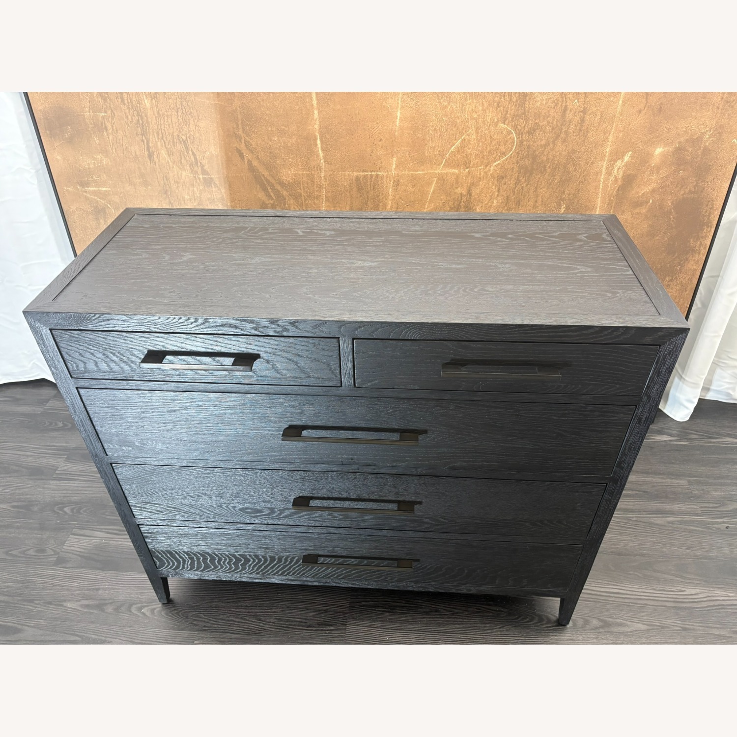 Restoration Hardware French Contemporary 5-Drawer Dresser Black Oak - image-23