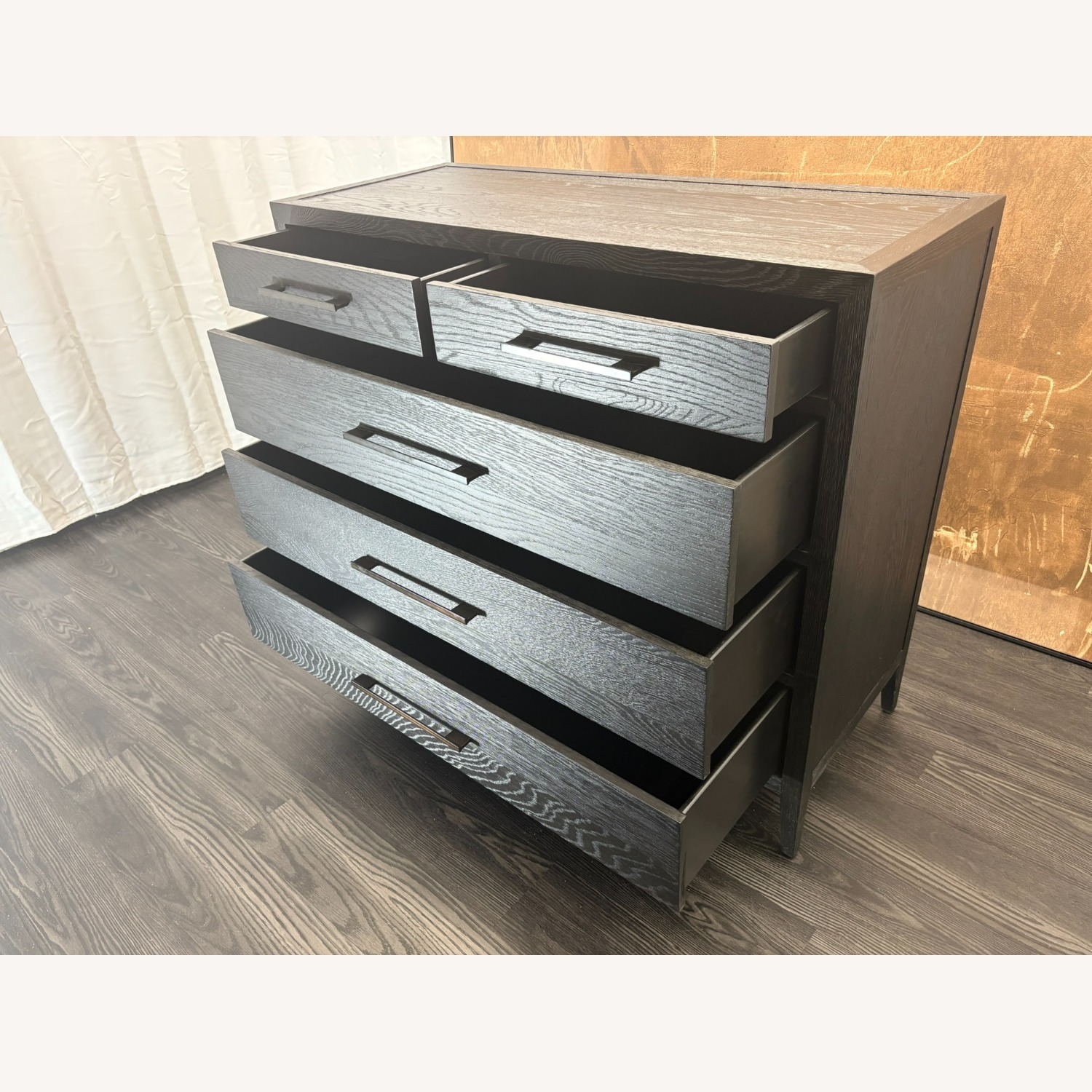 Restoration Hardware French Contemporary 5-Drawer Dresser Black Oak - image-12