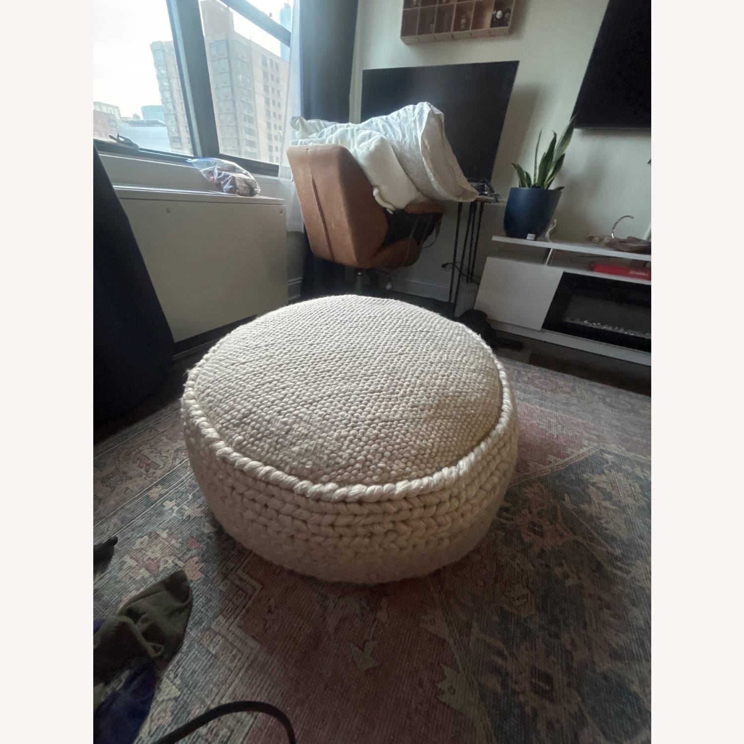 Article Hira White Wool Blend Ottoman - image-2