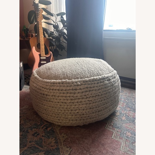 Used Article Hira White Wool Blend Ottoman for sale on AptDeco