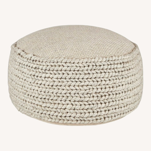 Used Article Hira White Wool Blend Ottoman for sale on AptDeco