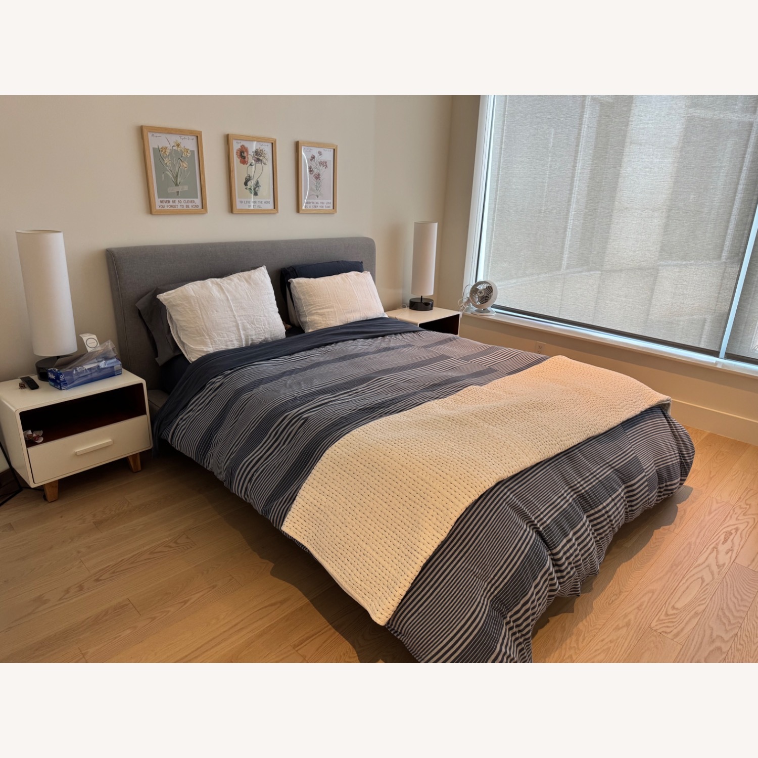 West Elm Gray Queen Bed - image-1