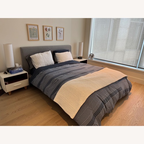 Used West Elm Gray Queen Bed for sale on AptDeco