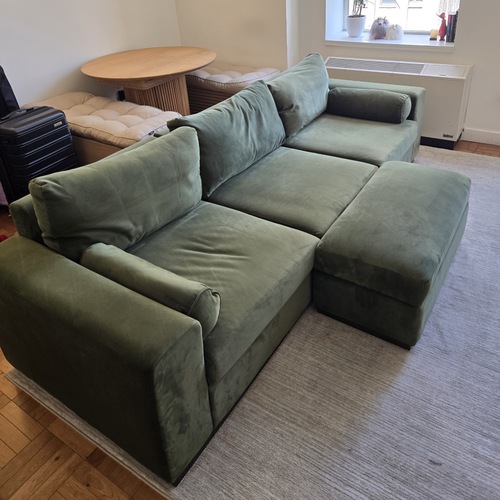 Used Joybird Holt Green Velvet 3+ Piece Sectional for sale on AptDeco