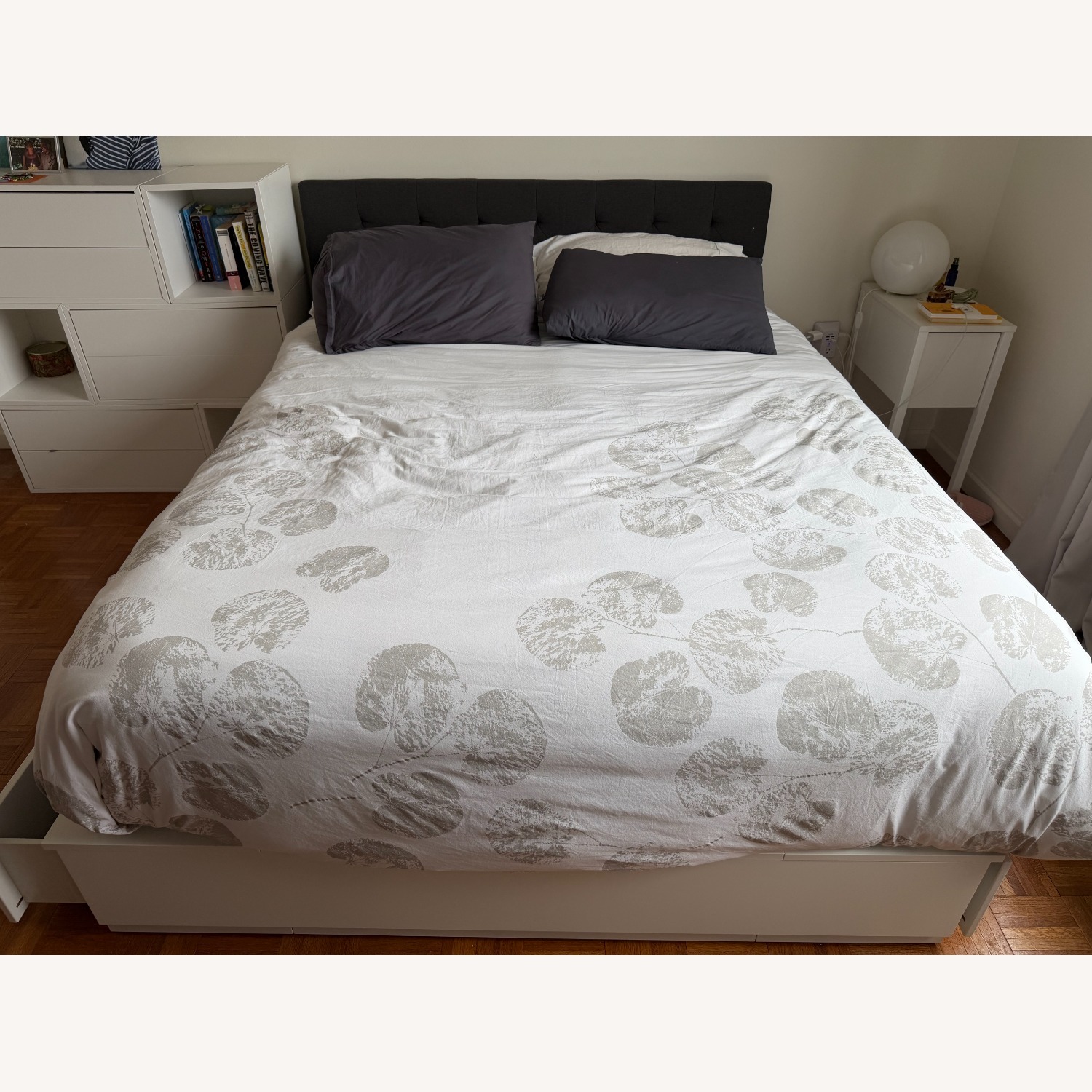 IKEA Nordly White Wood Queen Bed - image-2