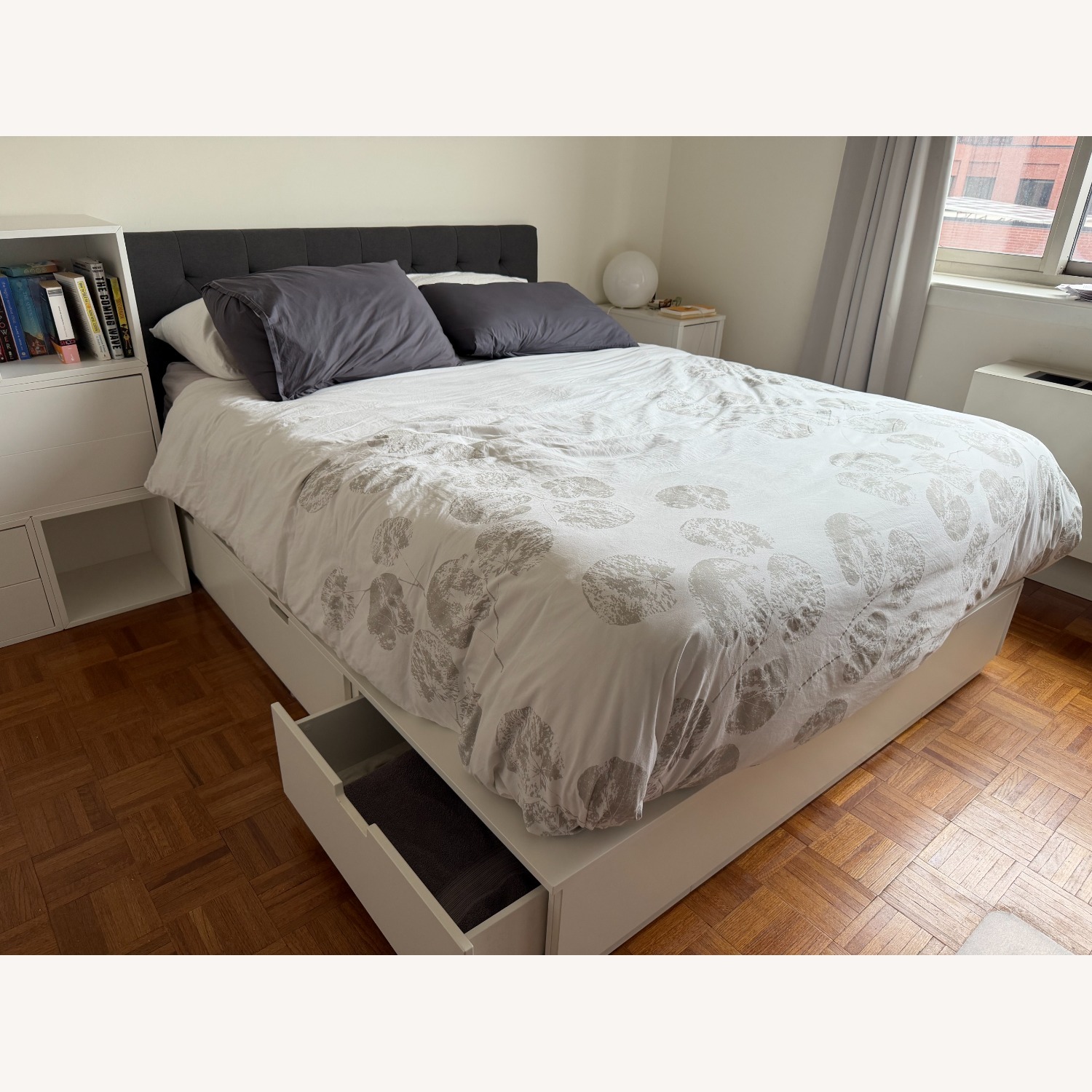 IKEA Nordly White Wood Queen Bed - image-1