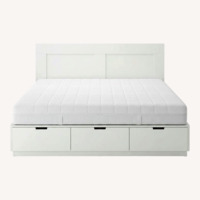 IKEA Nordly White Wood Queen Bed