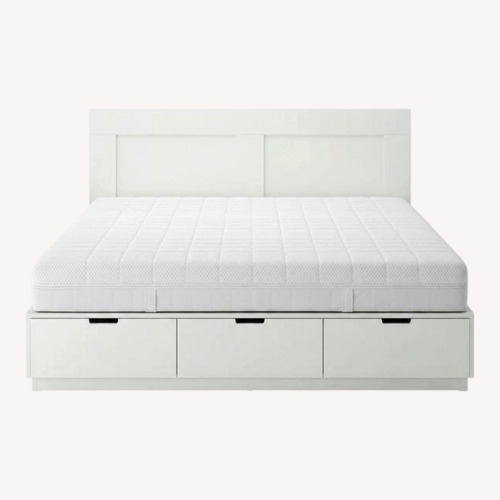 Used IKEA Nordly White Wood Queen Bed for sale on AptDeco