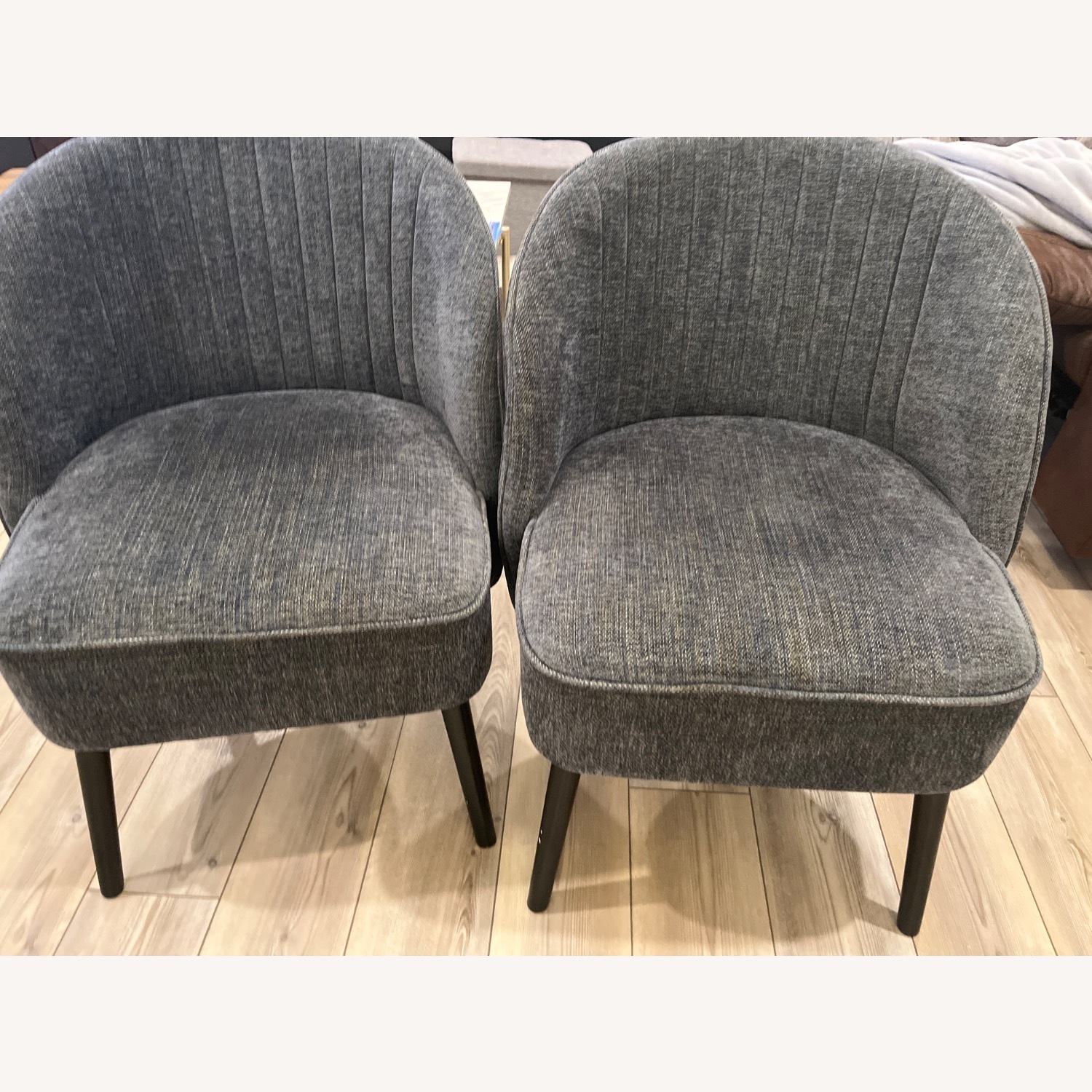 Dark Gray/Blue Fabric Accent Chairs - image-1