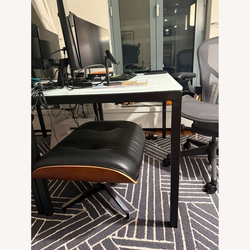 Used Parsons Desk W White Tempered Glass for sale on AptDeco
