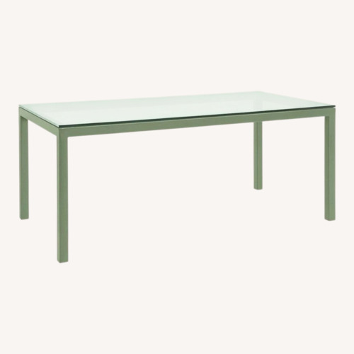 Used Parsons Desk W White Tempered Glass for sale on AptDeco