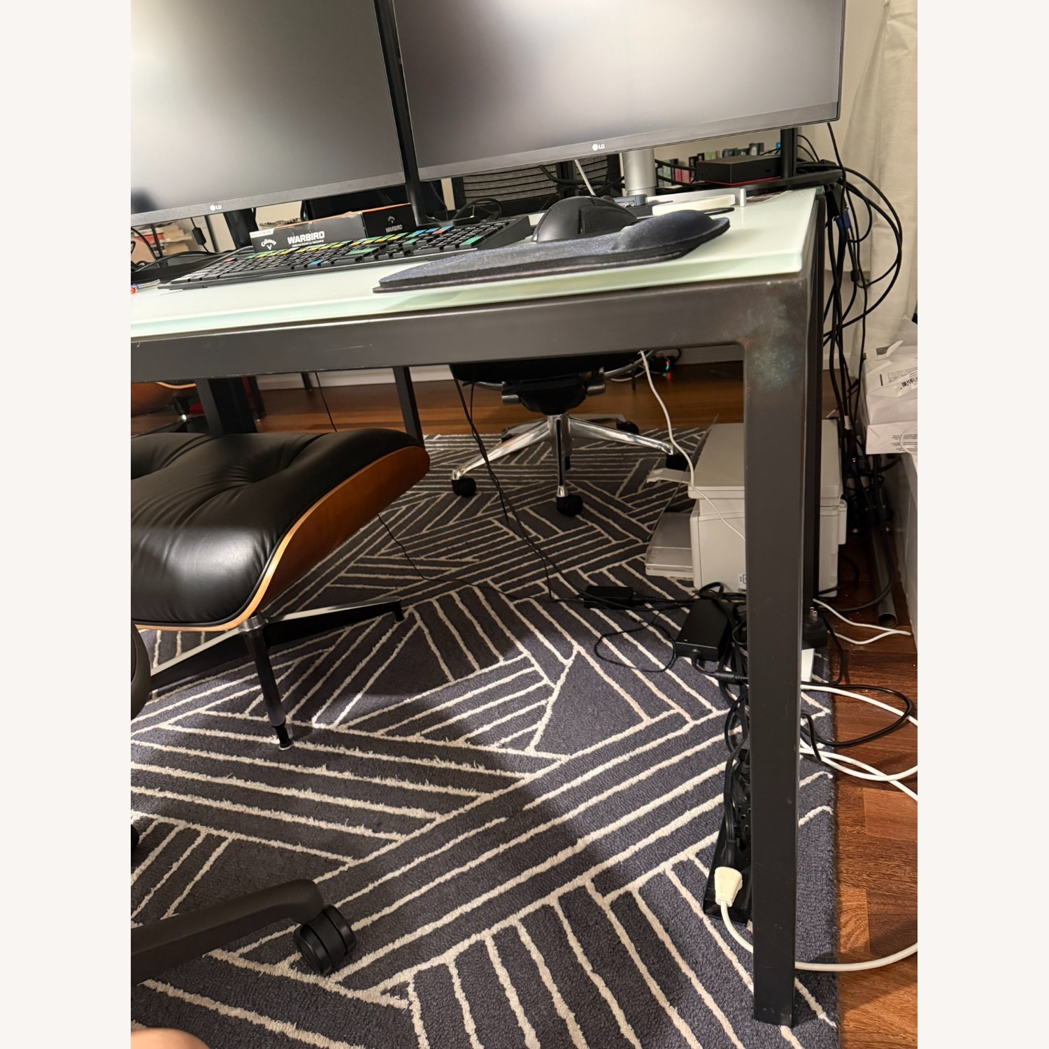 Parsons Desk W White Tempered Glass - image-2